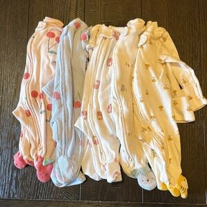 Girl's Preemie One Piece Footed Sleepers Lot of 5
